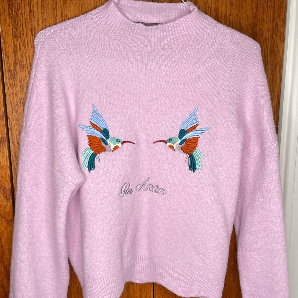 Fall/Winter Light Lavender/Pink Hues Hummingbird Love Sweater